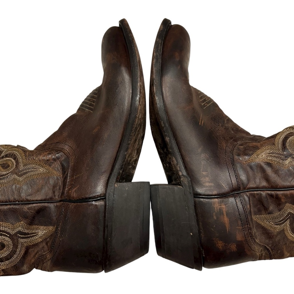 Lucchese Brown Leather Western Cowboy Boots, Sz 9D - Picture 9 of 16